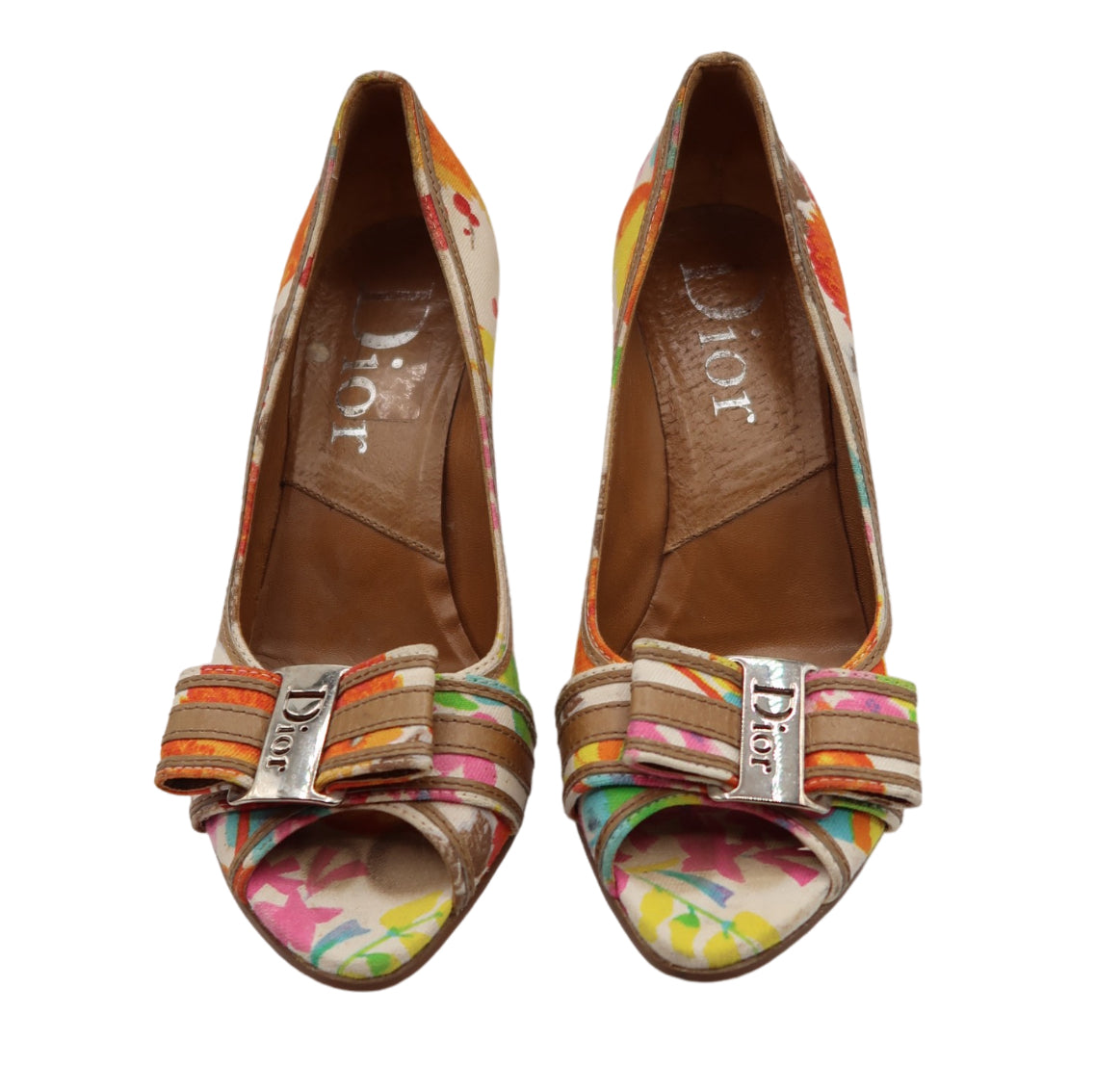 Christian Dior by John Galliano 2006 Floral Peep Toe Heels