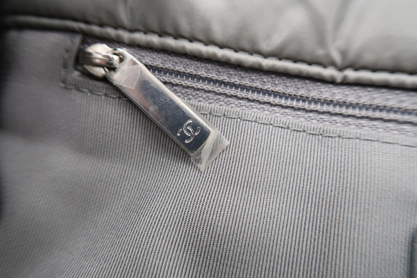 Chanel Grey Classic Nylon Quilted Medium Flap