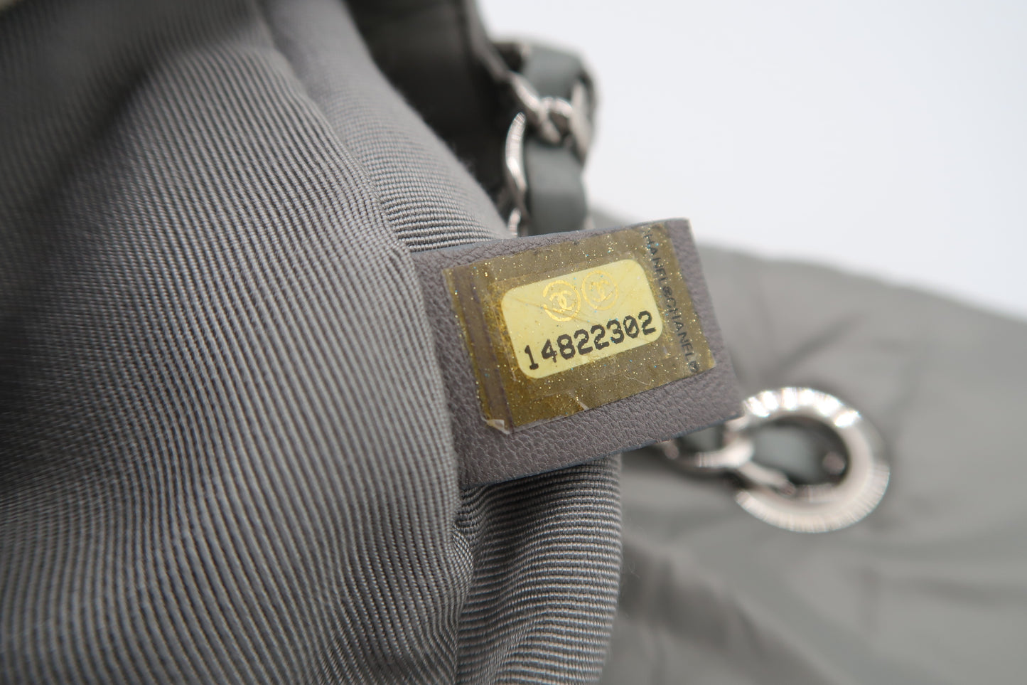 Chanel Grey Classic Nylon Quilted Medium Flap