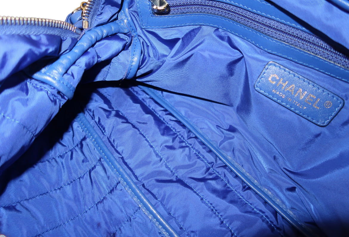 Chanel Cobalt Blue Nylon Jumbo Flap Purse