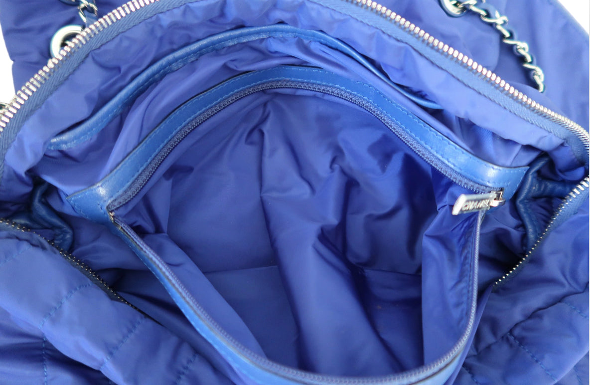 Chanel Cobalt Blue Nylon Jumbo Flap Purse