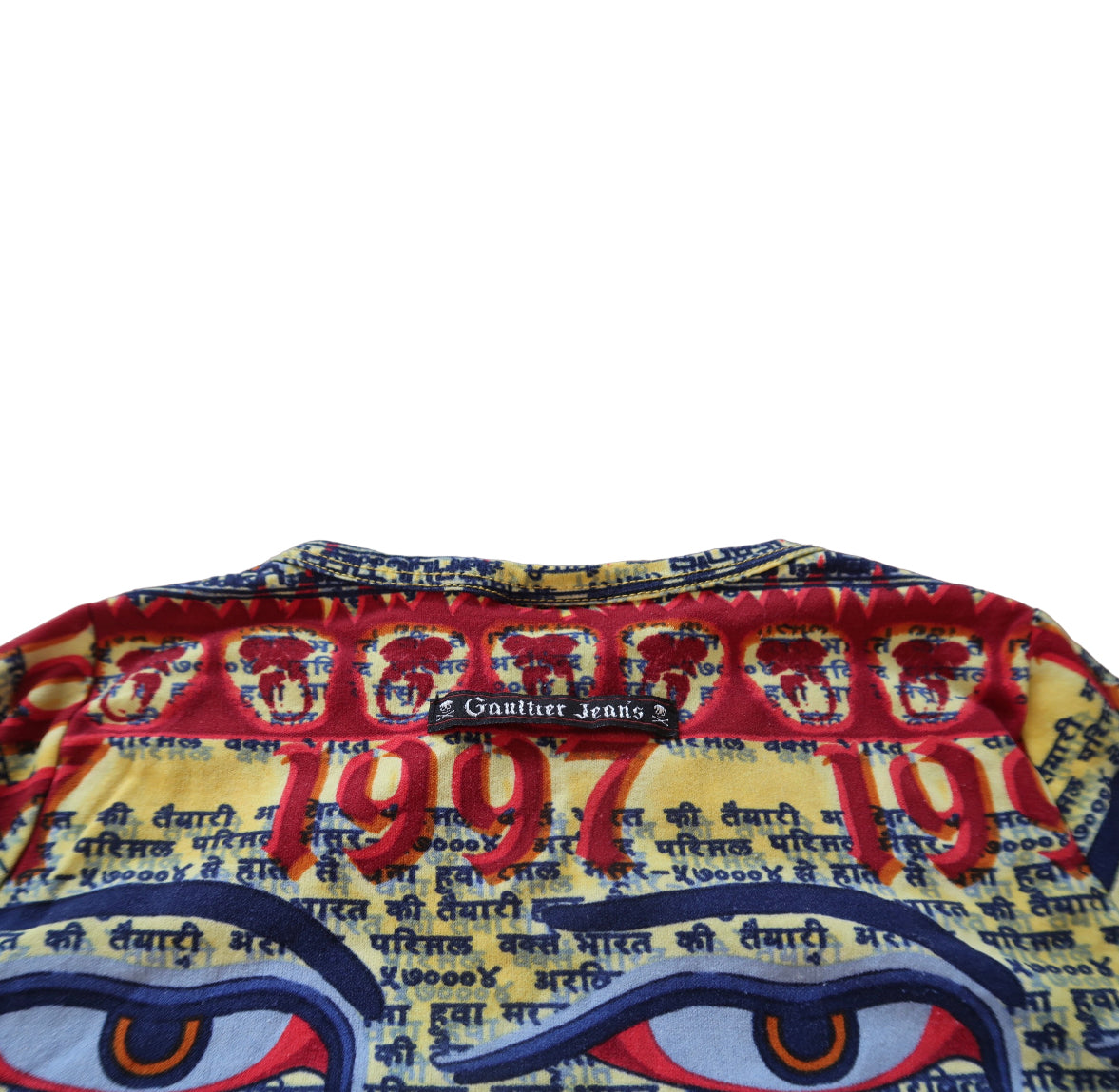 Jean Paul Gaultier Tibetan 1997 Buddha Eyes Egypt Tattoo Optical Blouse