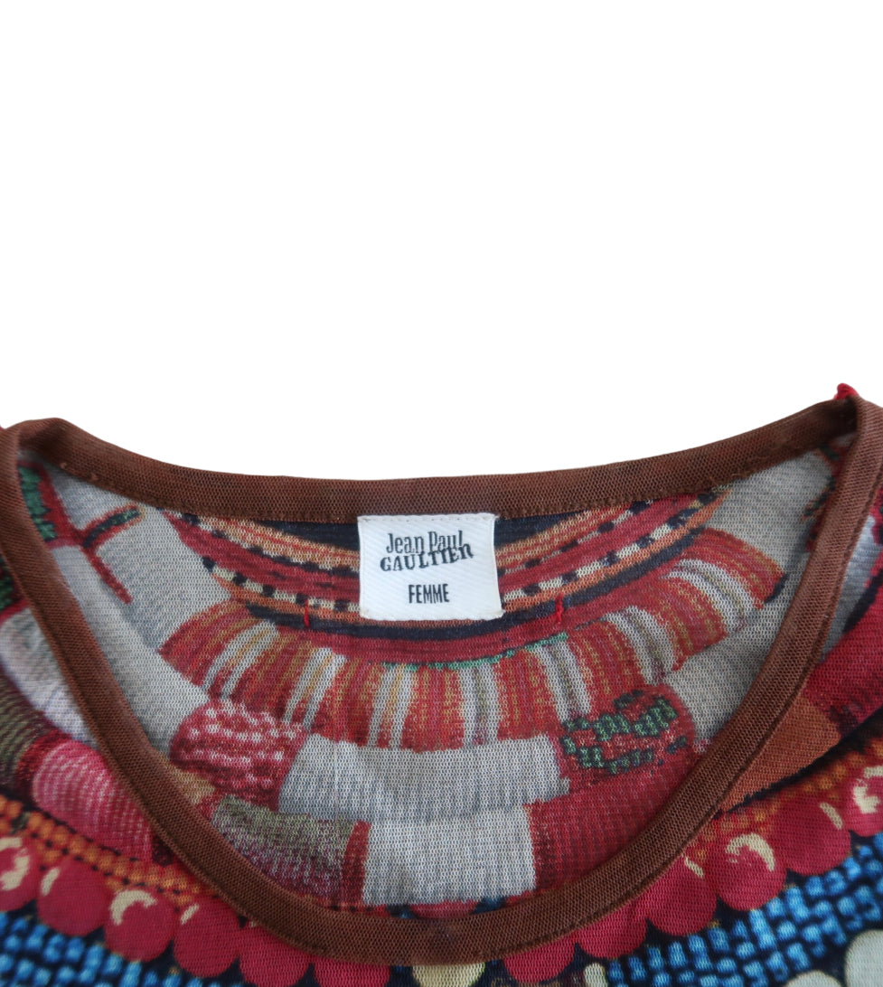 Jean Paul Gaultier Mesh Bead Long Sleeve Top