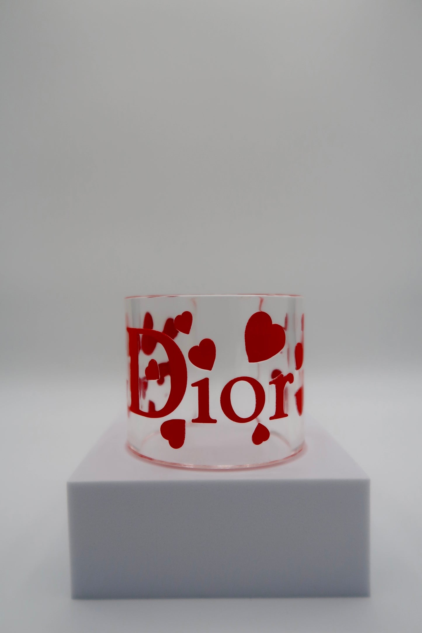 Christian Dior Red Heart Lucite Resin Cuff Bracelet