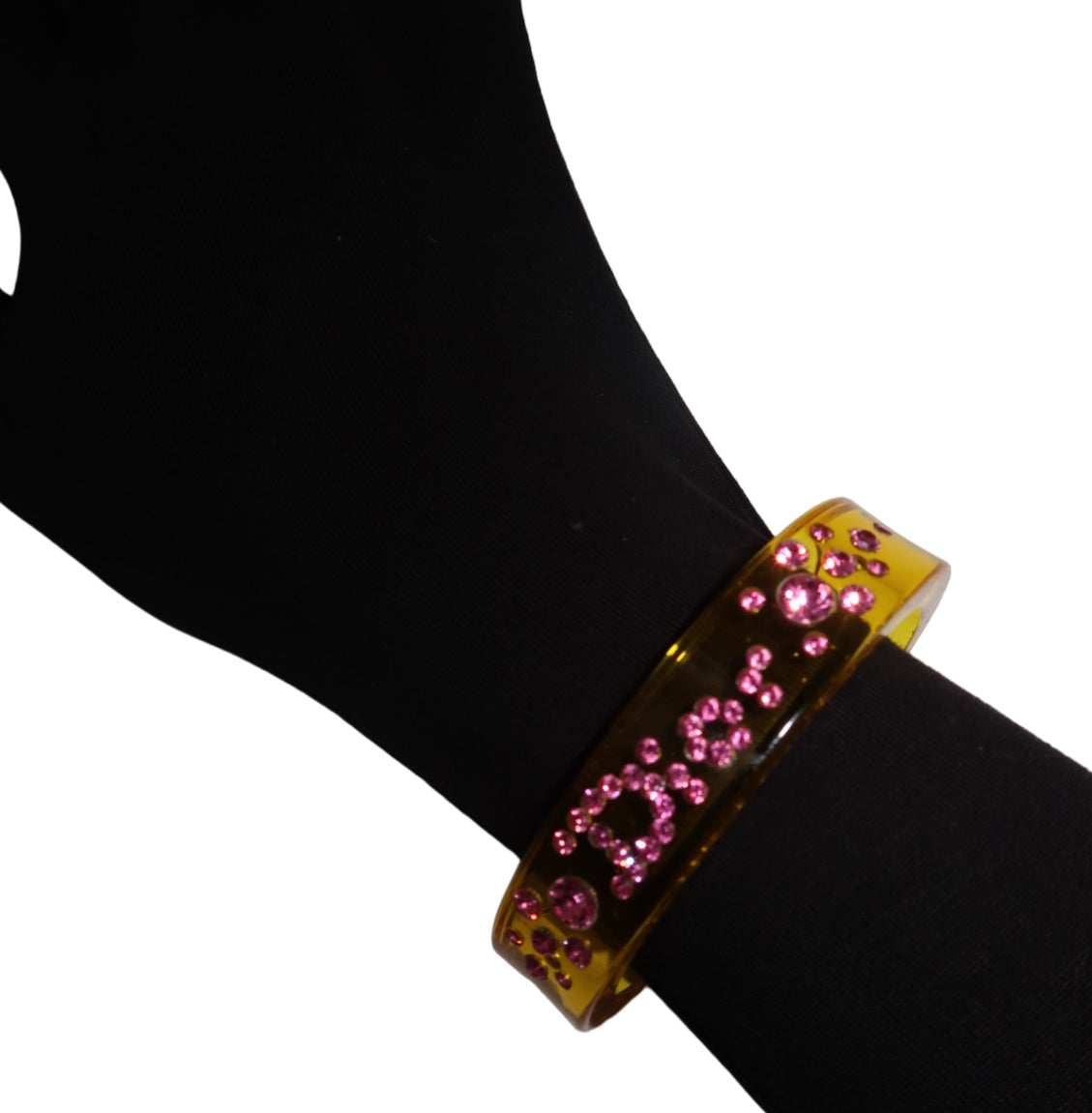 Christian Dior Lucite Yellow and Pink Resin Cuff Bracelet