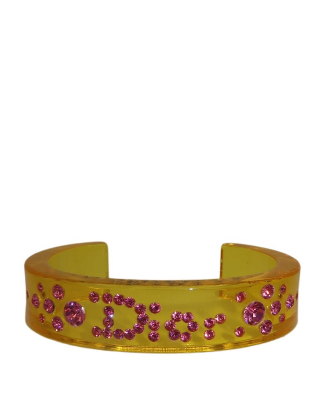 Christian Dior Lucite Yellow and Pink Resin Cuff Bracelet