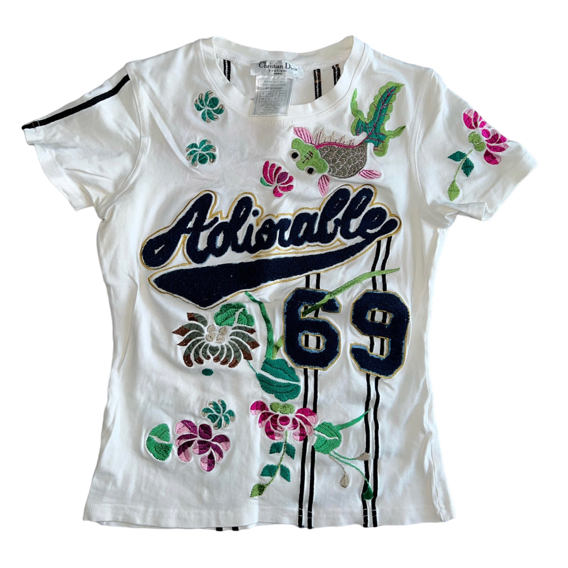 Christian Dior 2003 Adorable Floral Embroidered T-Shirt