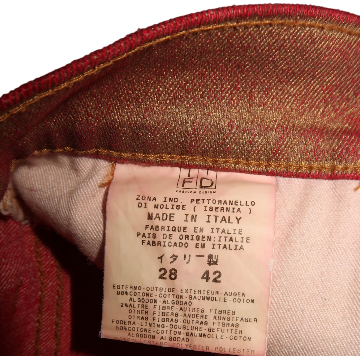 Roberto Cavalli Red and Gold Pants
