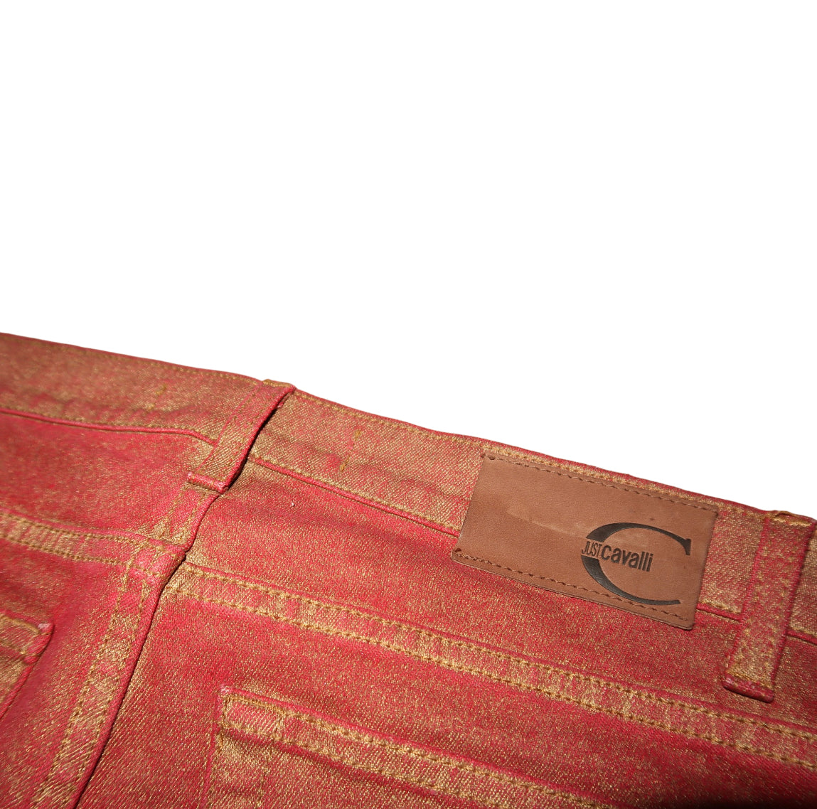 Roberto Cavalli Red and Gold Pants