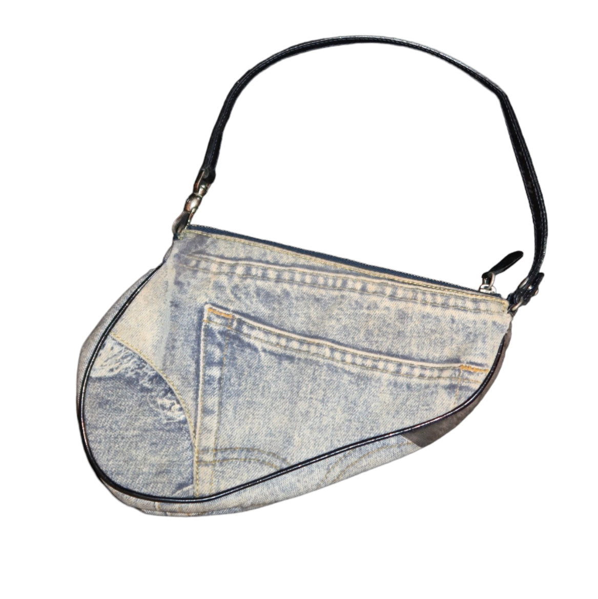 Christian Dior Miss Diorella 2001 Denim Blue Saddle Bag