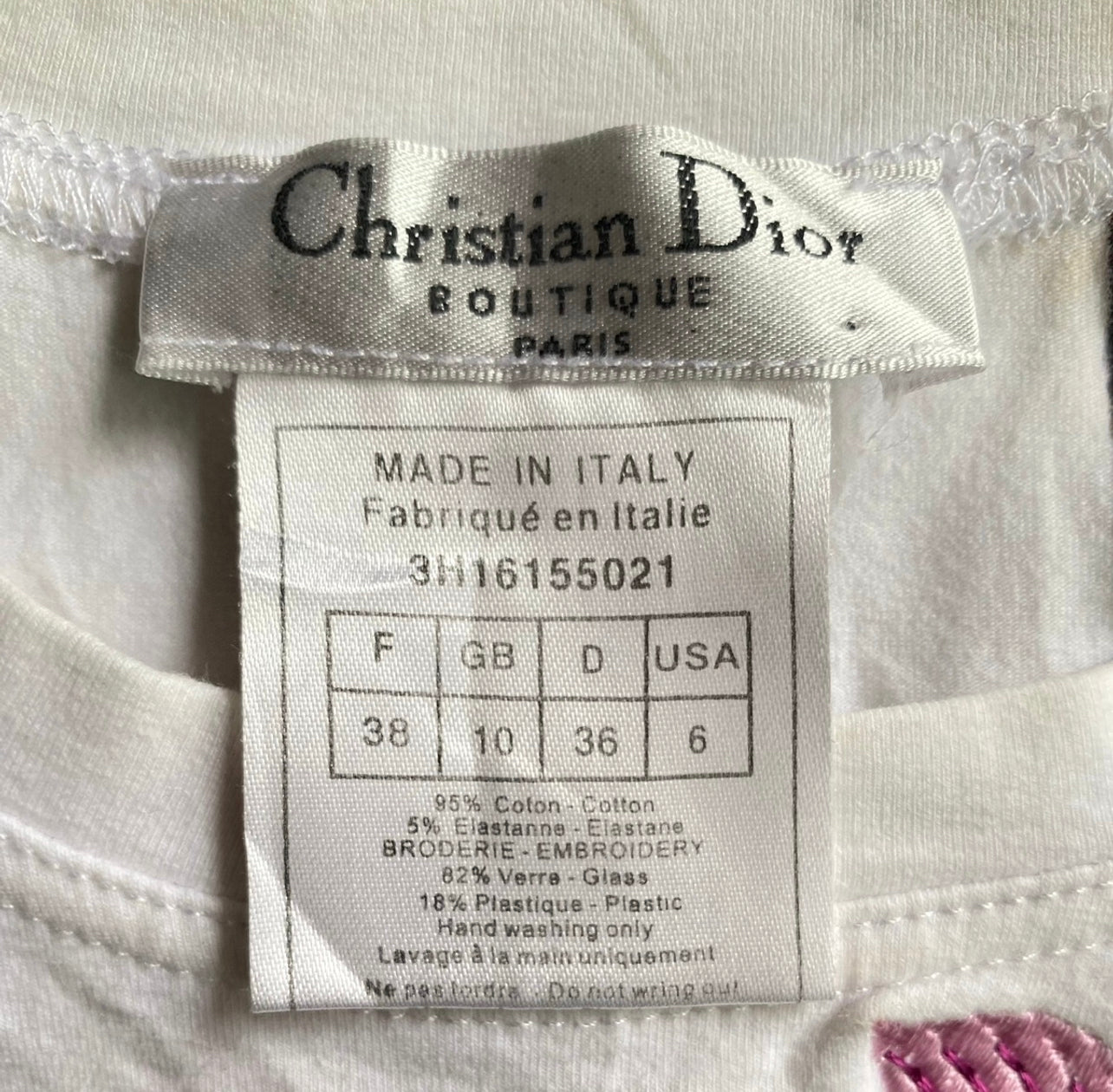Christian Dior 2003 Adorable Floral Embroidered T-Shirt