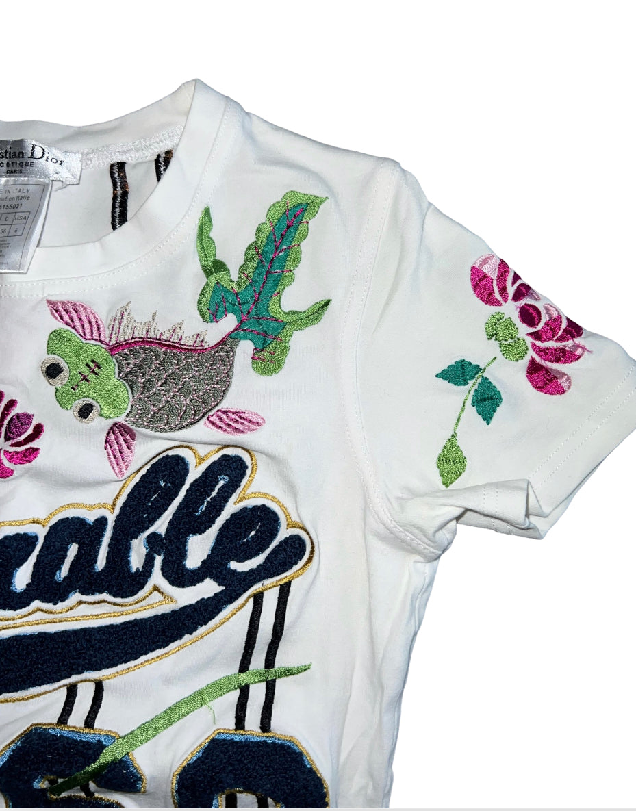 Christian Dior 2003 Adorable Floral Embroidered T-Shirt