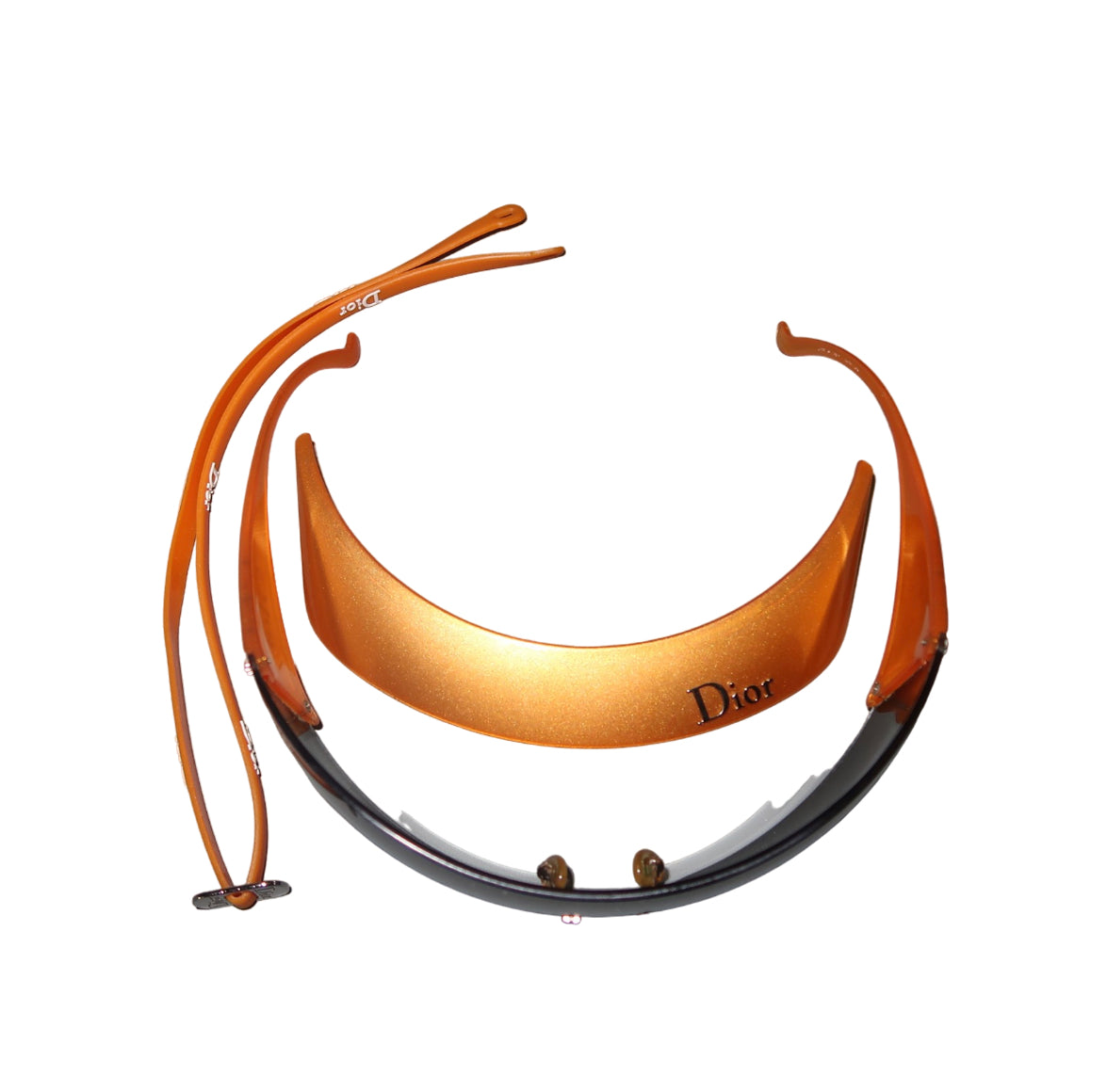 Christian Dior tangerine wrap with optional brim & strap sunglasses