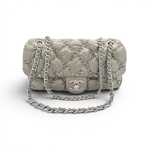 Chanel Grey Classic Nylon Quilted Medium Flap