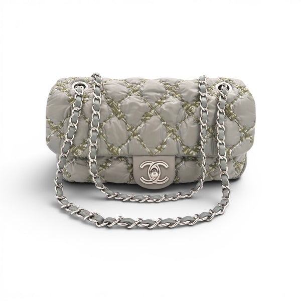 Chanel Grey Classic Nylon Quilted Medium Flap