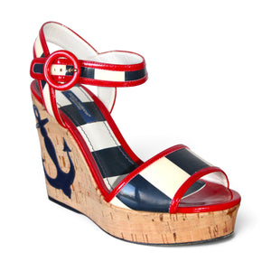 Dolce & Gabbana Blue Striped Wedges