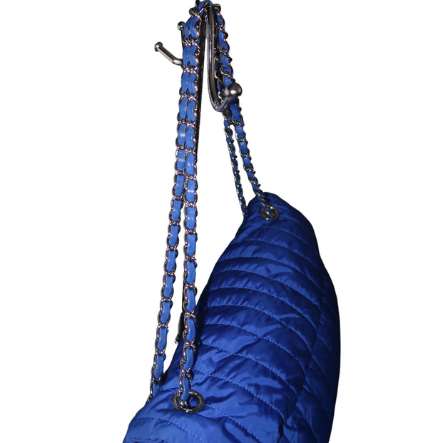 Chanel Cobalt Blue Nylon Jumbo Flap Purse
