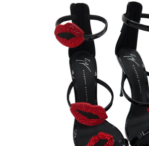 Giuseppe Zanotti Crystal Lips Leather Stiletto Heels