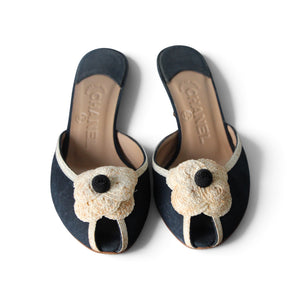 Chanel Canvas Peep-Toe Heels