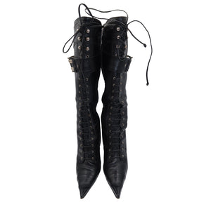 Christian Dior Black Lace Up Boots