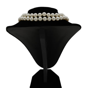 Vivienne Westwood Silver Tone Graziella  Two Row Pearl  Orb Choker Necklace
