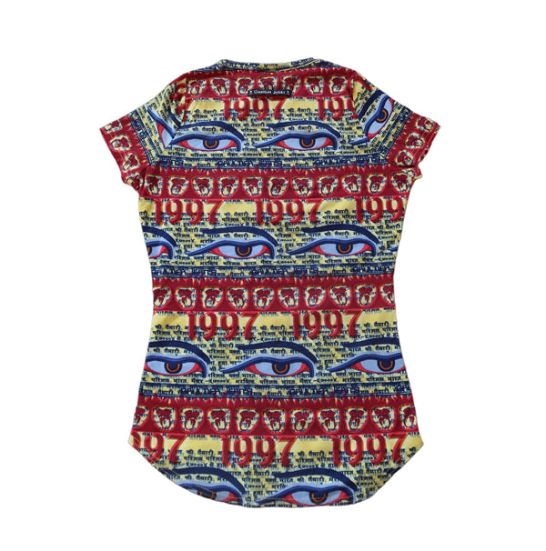 Jean Paul Gaultier Tibetan 1997 Buddha Eyes Egypt Tattoo Optical Blouse