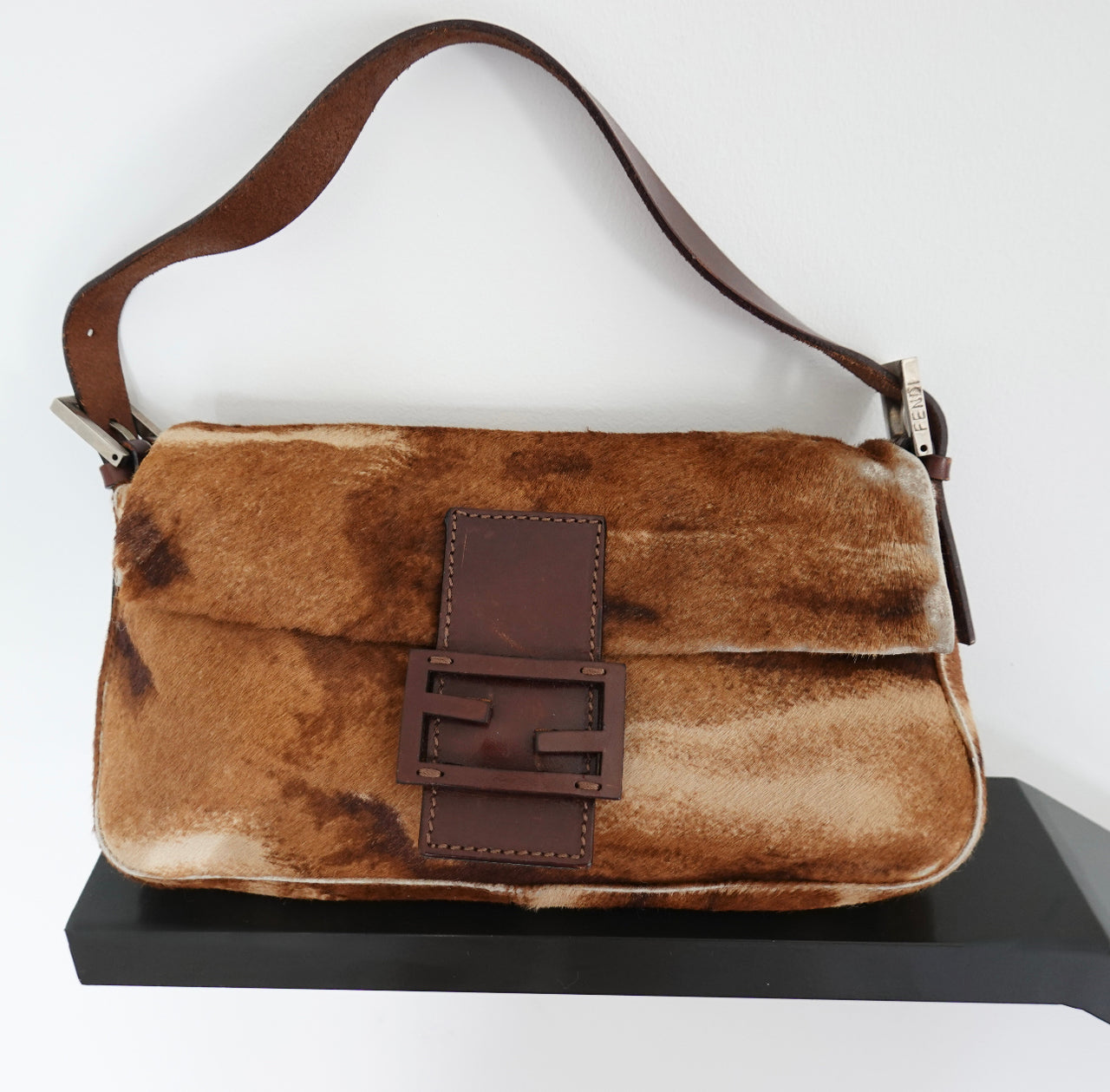 Fendi Ponystyle Calfskin Baguette Shoulder Bag