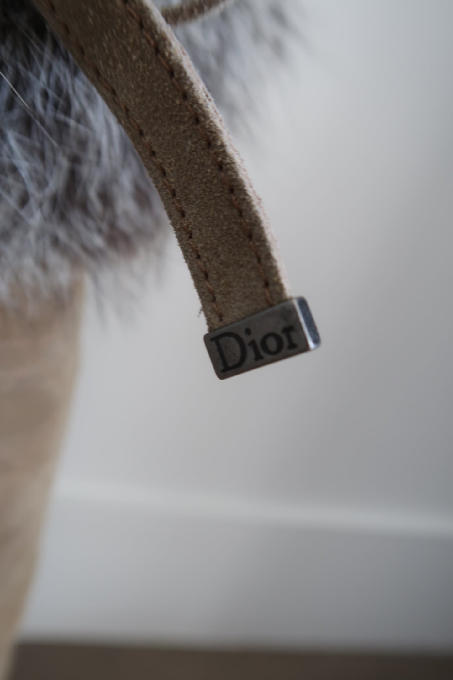 Christian Dior Beige Suede Fur Top Tall Wedge Boots