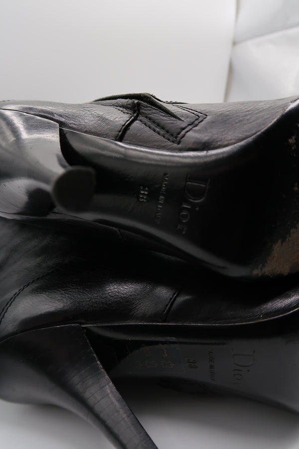 Christian Dior Black Lace Up Boots