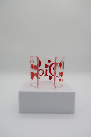 Christian Dior Red  Heart Lucite Resin Cuff Bracelet