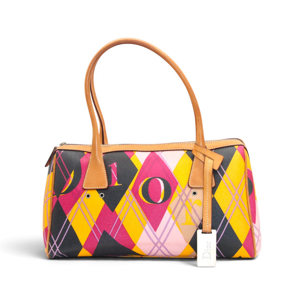 Christian Dior 2004 Golfer Harlequin Boston Bag