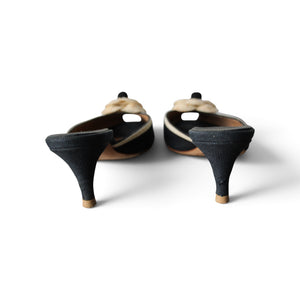 Chanel Canvas Peep-Toe Heels