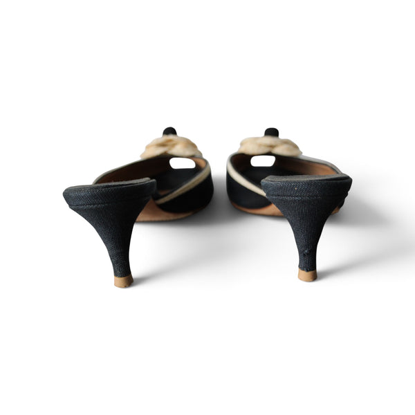 Chanel Canvas Peep-Toe Heels