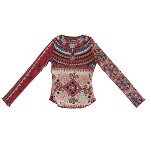 Jean Paul Gaultier Mesh Bead Long Sleeve Top