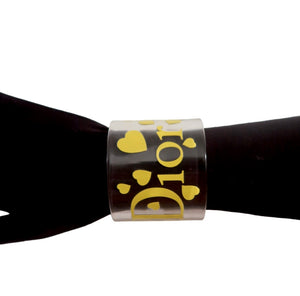 Christian Dior Yellow Heart Lucite Resin Cuff Bracelet