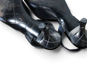 Chanel Black Leather Slingback Heels