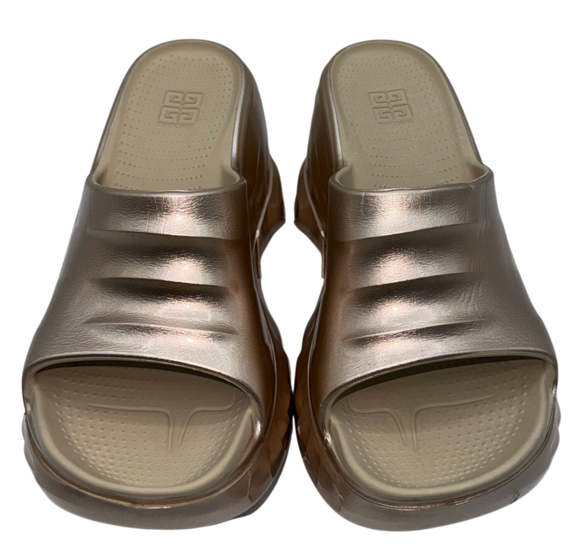 Givenchy Marshmallow Chunky-sole Metallic-Rubber Wedge Mules