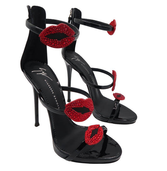 Giuseppe Zanotti Coline Crystal Lips Leather Stiletto Heels