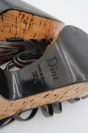 Christian Dior Metallic Open Toe Heels