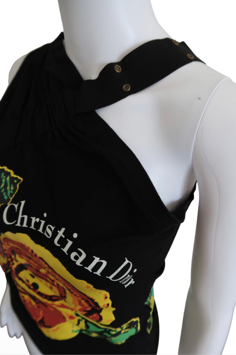 Christian Dior 2002 One Shoulder Black Blouse