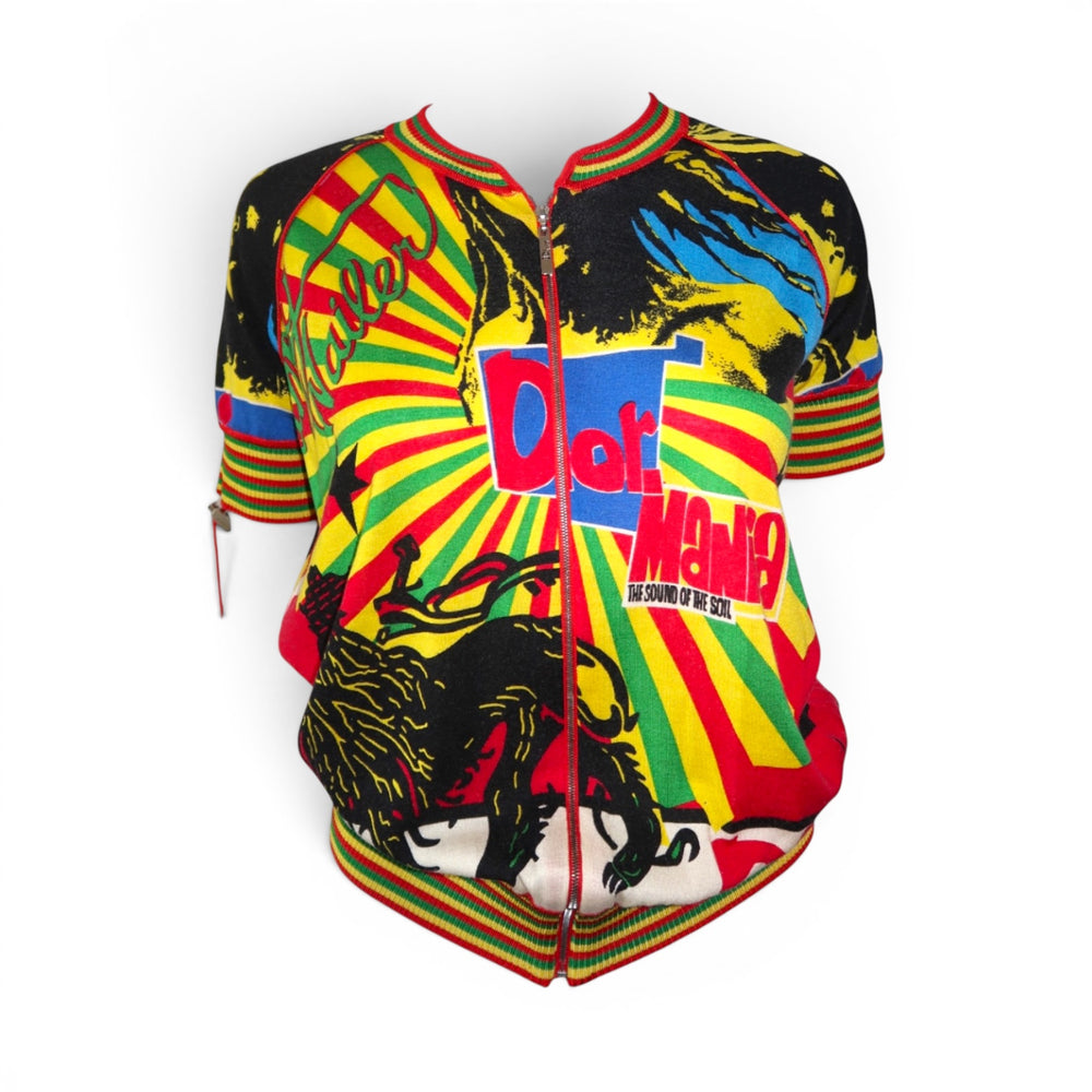 Christian Dior By John Galliano Spring 2004 Rasta Mania Knit Zip Top