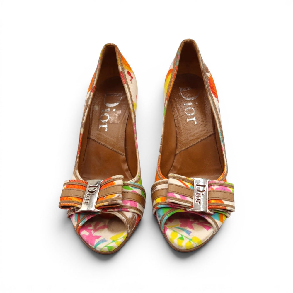 Christian Dior by John Galliano 2006 Floral Peep Toe Heels