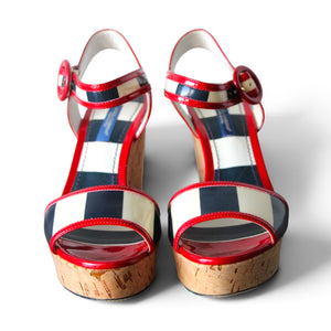 Dolce & Gabbana Blue Striped Wedges