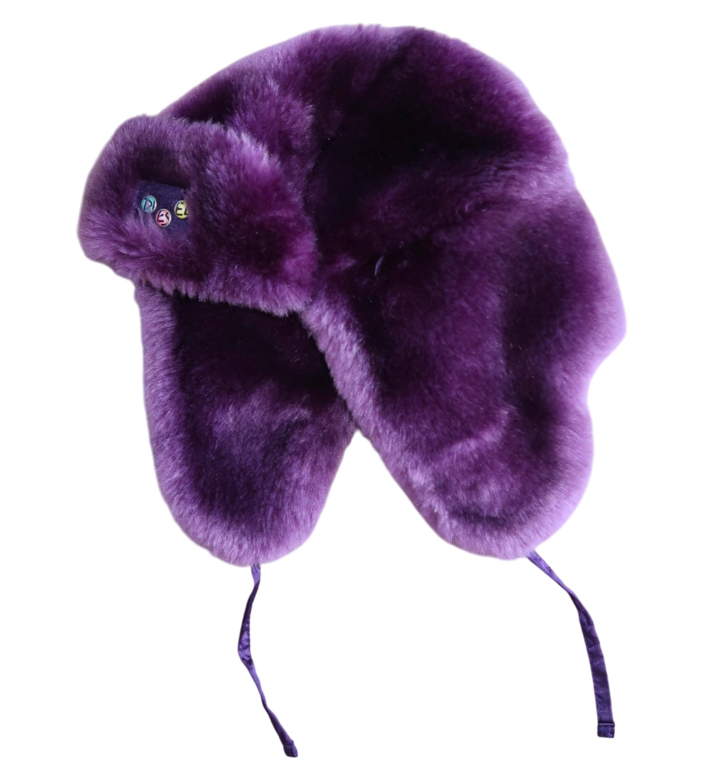 Diesel Aviator Ushanka Purple Fur Hat