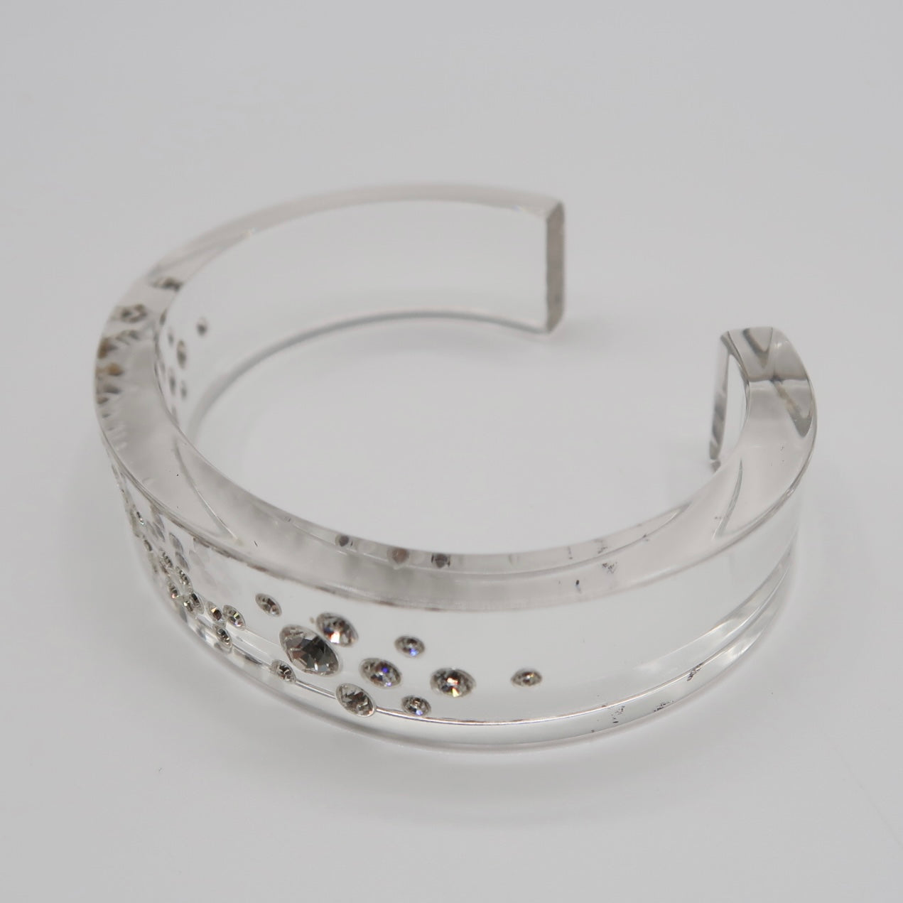 Christian Dior Lucite Clear Resin Cuff Bracelet