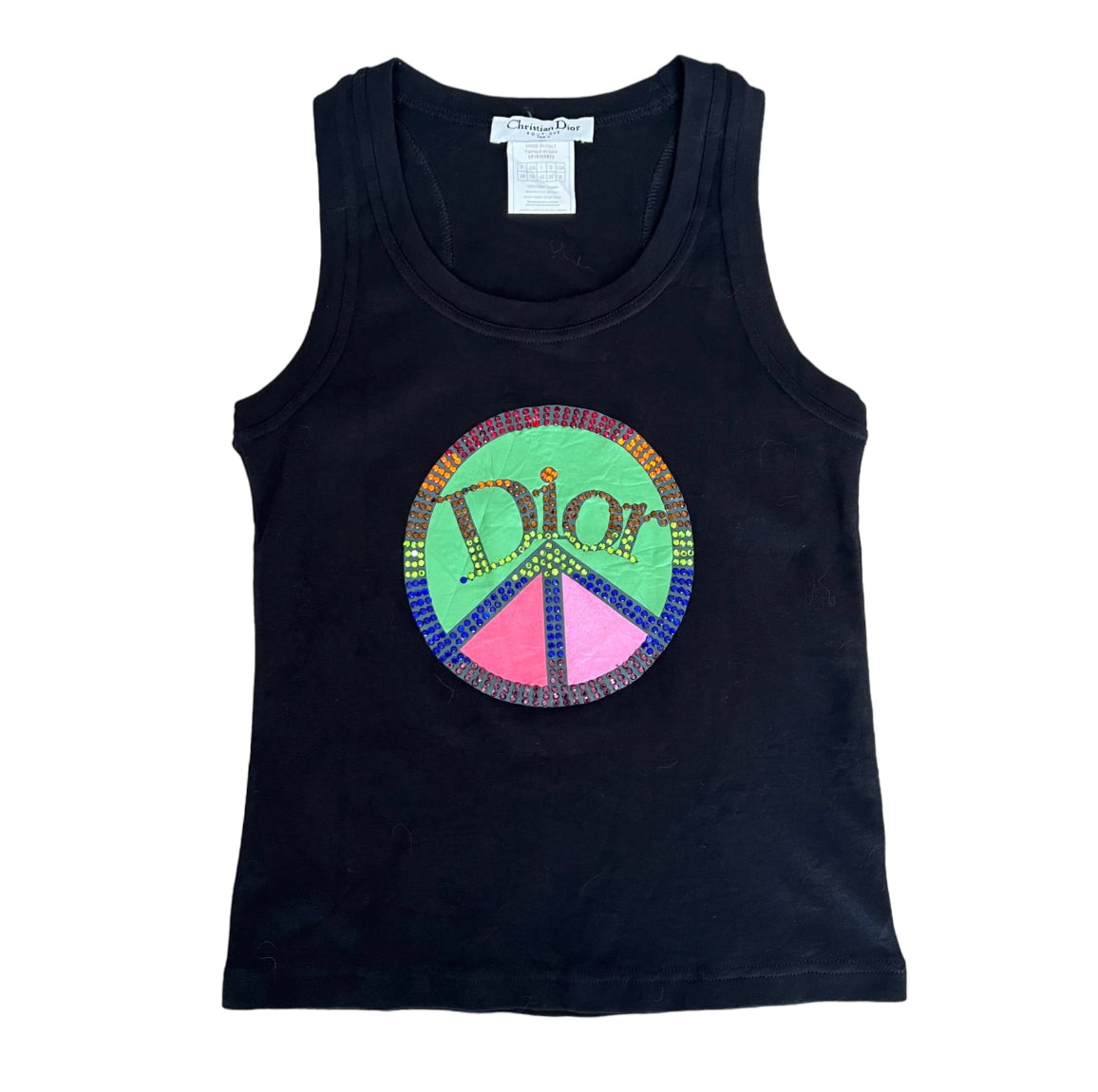 Christian Dior by John Galliano Peace Rhinestone Tank Top