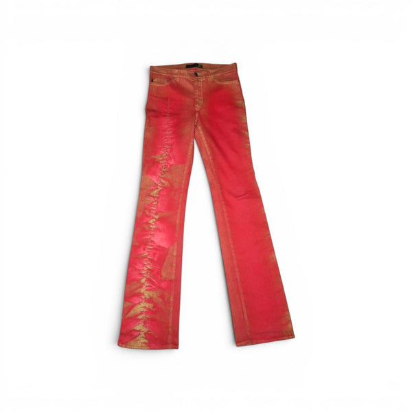 Roberto Cavalli Red and Gold Pants