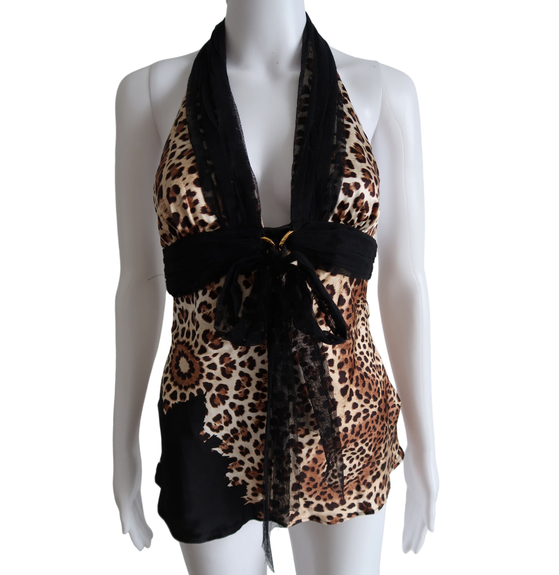 Roberto Cavalli Leopard Print Halter Blouse