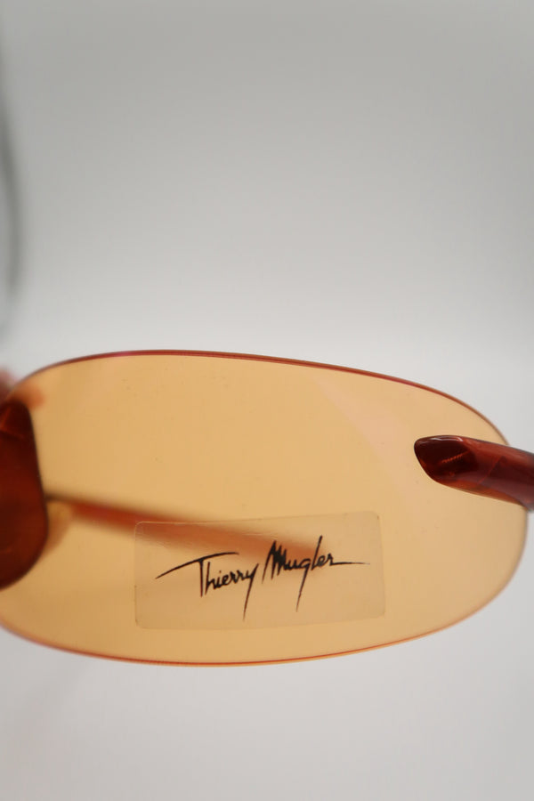 Thierry Mugler 2000s Transparent Metallic Orange Sunglasses