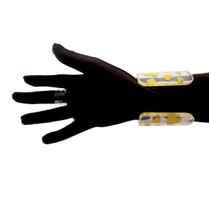 Christian Dior Yellow Heart Lucite Resin Cuff Bracelet